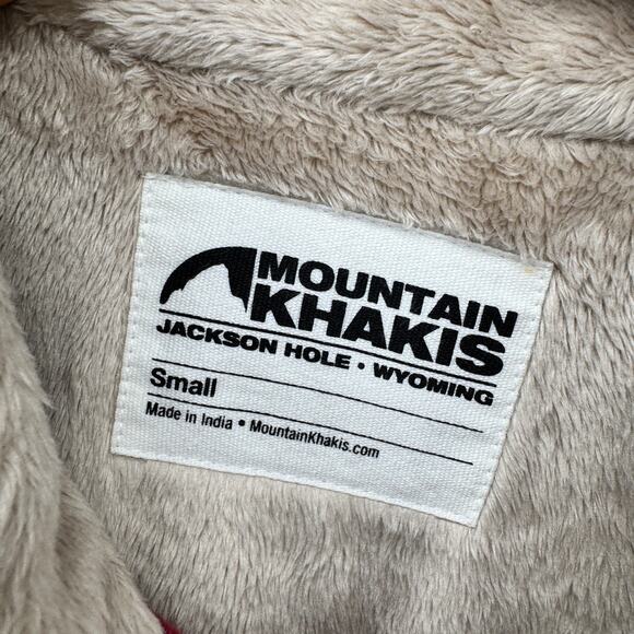 Mountain Khakis Shirt Mens Small Red Plaid Fleece Lined Snap Up Shirtjac COMFY - Picture 2 of 9